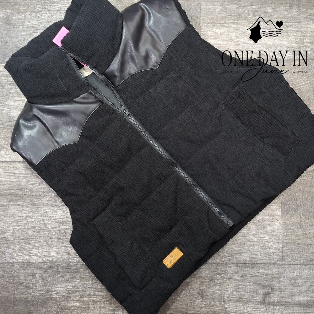 Simply Southern Corduroy Full Zip Puffy Vest Size M